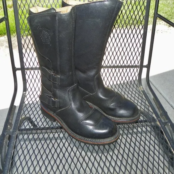 Black Leather Biker Riding Boot Women 6 Chippewa