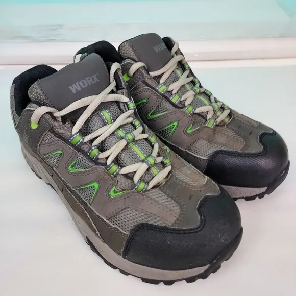 Worx Red Wing aluminum toe work shoes, women's size 8.5 W, grey