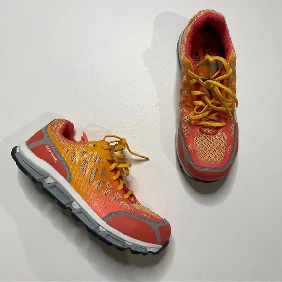 NEW Red Wing Safety Steel Toe Pink Orange Sneakers Shoes sz 8