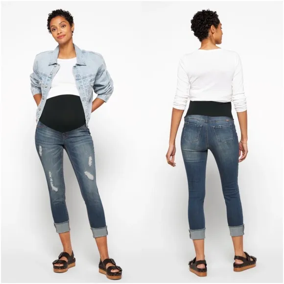 NWT 1822 DENIM Glen Maternity Distressed Cuffed Jean in Indigo
          
      NWT