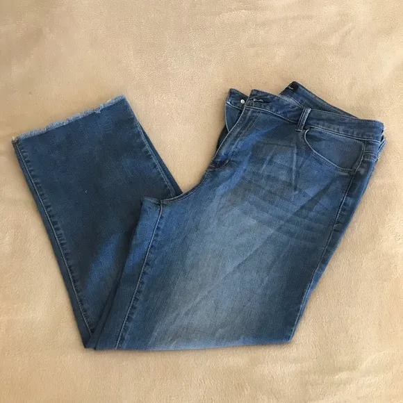 1822 Denim Frayed Hem Wide Leg Jeans - Size 33