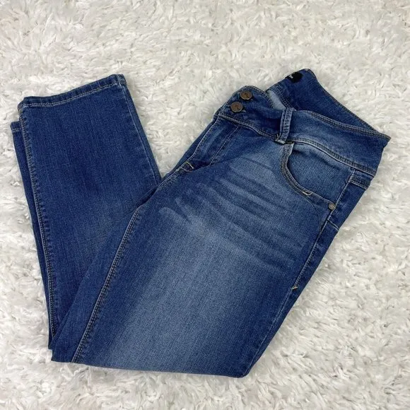 1822 Denim Women Sz 30 Capri Cropped Skinny Blue Jeans Stretch Low Rise Med Wash