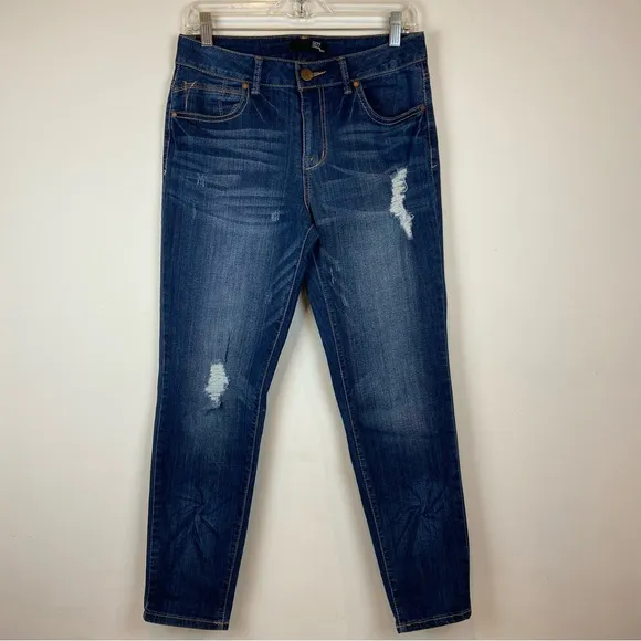 1822 Denim Skinny Stretch Distressed Size 10 Blue Jeans