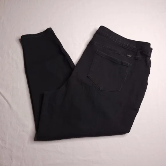 1822 Skinny Jeans Crop Plus Sz 20W Pull On Black Denim High Rise Stretch Womens