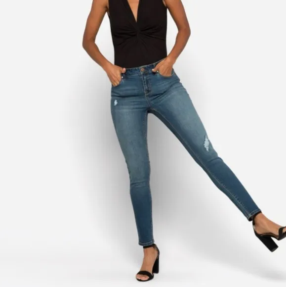 1822 Denim Lightly Distressed Skinny Ankle Jeans Size 12