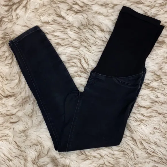 1822 Denim Maternity Jeans Stretch Skinny Jeggings Black Size 24