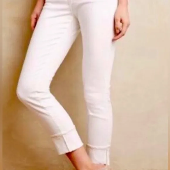 1822 Denim White Cuffed Jeans