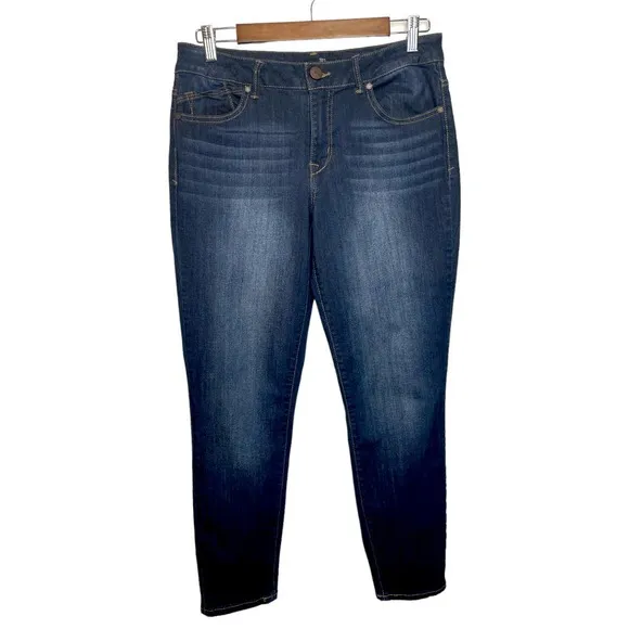 NEW 1822 Denim Mid Rise Skinny Cropped Dark Wash Jeans Size 14