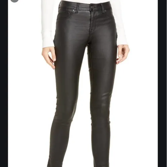 1822 Denim Coated Leather Look Skinny Jeans Black 14