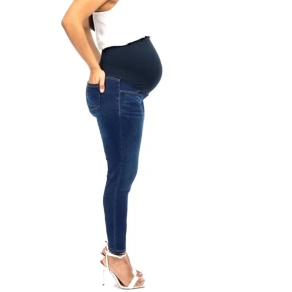 1822 Denim Dark Wash Butter Stretch Skinny Ankle Maternity Jeans. Size 10