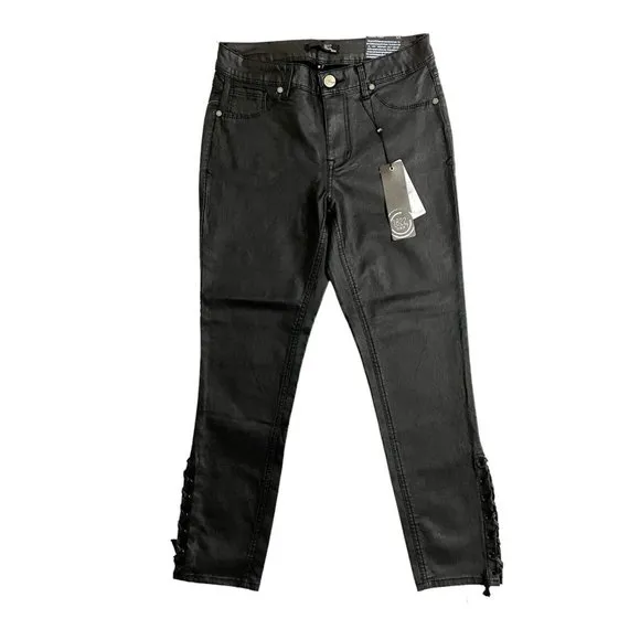 1822 Denim Jeans Black Coated Skinny Ankle Jeans Lace Up SZ 10 NWT
          
      Boutique