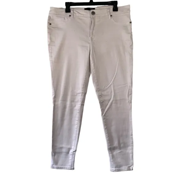 1822 Denim Jeans Mid Rise Ankle Skinny Jeans Size 33 White Cotton Stretch