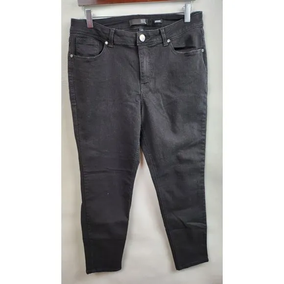 𝅺1822 Denim Black Ankle Skinny Leg High Rise Adrianna Jeans Plus Size 14