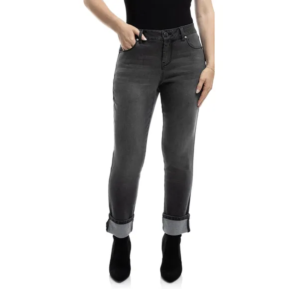1822 Denim Mid Rise Big Cuff Ankle Skinny Jeans Womens 12 Petite Adelle Black
          
      NWT