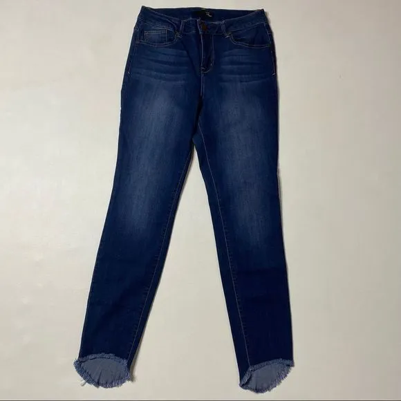1822 Denim | Skinny High Rise Stretch Jeans With Raw Hem