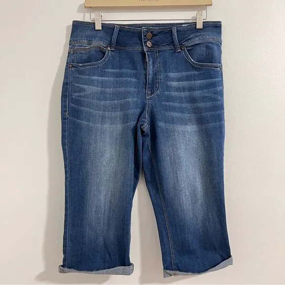 1822 Denim Capri Jeans Size 14 Casual Rolled Hem Mid Rise Cropped Stretch