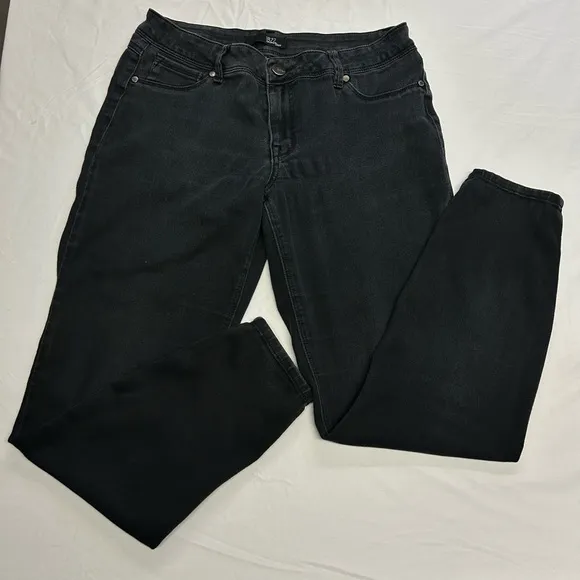 1822 Denim Womens Mid Rise Skinny Jeans Zipper Front Cotton Black Size 31