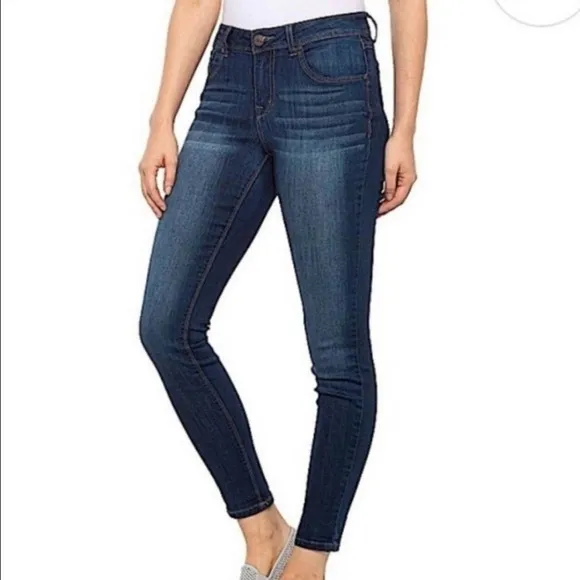 1822 Denim Womens Mid Rise Medium Wash Adrianna Skinny Jeans Plus Size 14