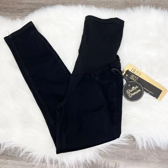 1822 Denim Maternity Black Butter Soft Super Slim Ankle Jeggings Womens 25
          
      NWT