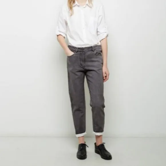 3.1 Phillip Lim Gray Stonewash Saddle Jean