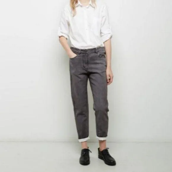 3.1 Phillip Lim Gray Stonewash Saddle Jean