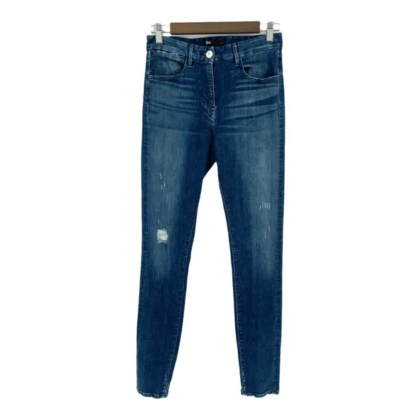 3x1 High Rise Skinny Distressed Skinny Jeans in Delta Size 26