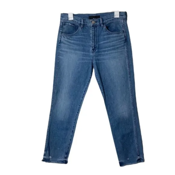 3x1 blue distressed frayed hem crop jeans women's 29