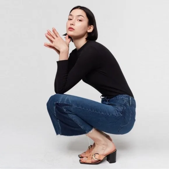 3x1 Higher Ground W3 Gusset Elvia Flare Leg Raw Crop Jeans