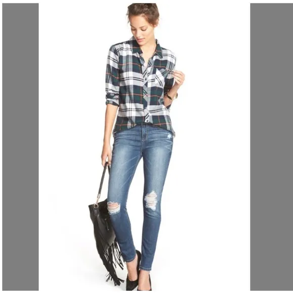 3X1 High Rise Distressed Skinny Jeans