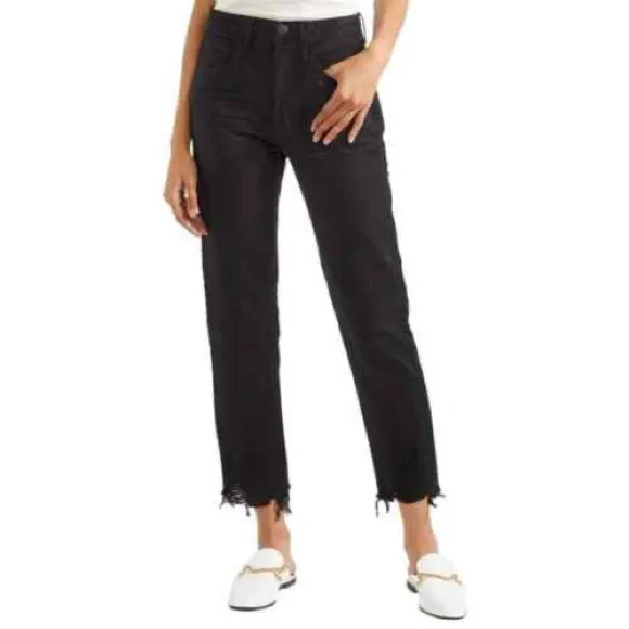 3x1 Black Ripped Straight Leg Raw Hem Bully Jeans
