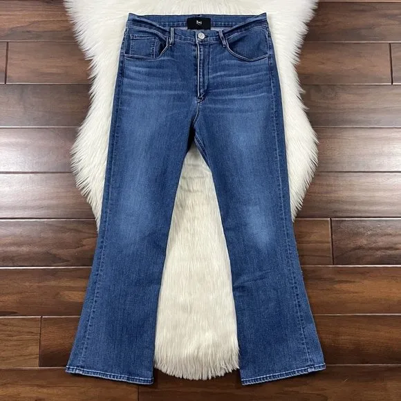 3X1 Size 32 Medium Wash Gallia Cropped Boot Flare Denim Jeans