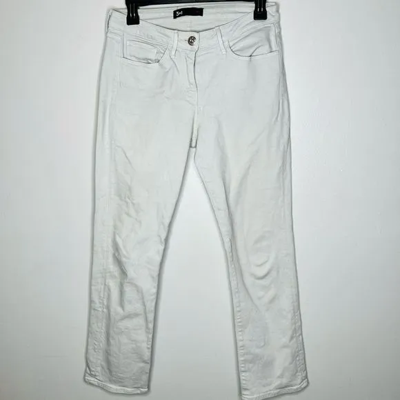 3x1 Jeans 26 Straight Leg High Rise Dune Beige Denim Crop Ankle Cotton Blend