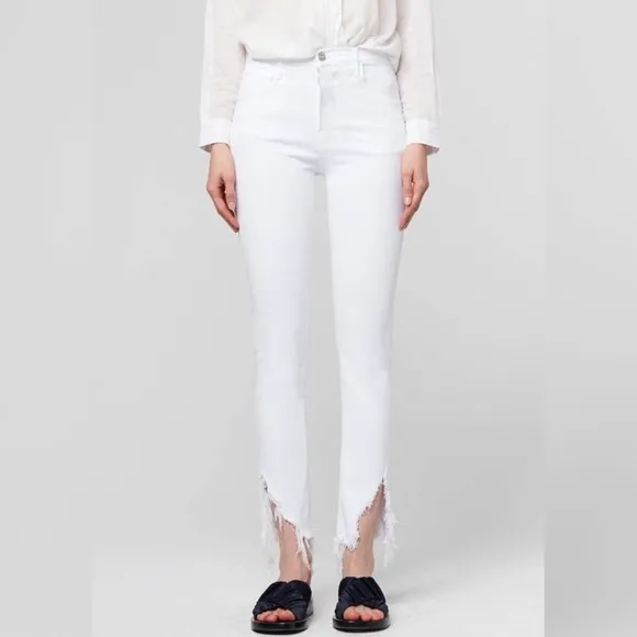 3x1 | W3 Higher Ground Slash Slim Crop Jeans White Size 32
