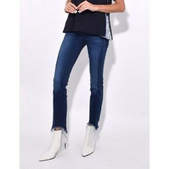 3x1 Eleta Authentic Straight-Leg Raw Frayed Hem Ankle Cropped Jeans Blue 24