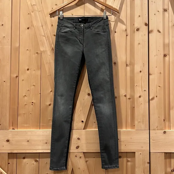 3x1 Grey Jeans Channel Seam Faded Grey Skinny Tuxedo Stripe Jeans Size 27