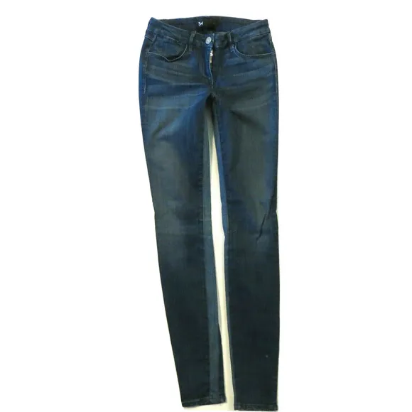3X1 Skinny jeans 24 Tuxedo leg seam W2 mid rise waist Stretch womens Dark blue