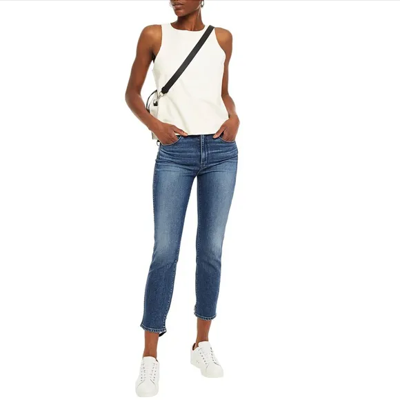 3X1 Cammi Cropped Distressed High Rise Slim Leg Jeans