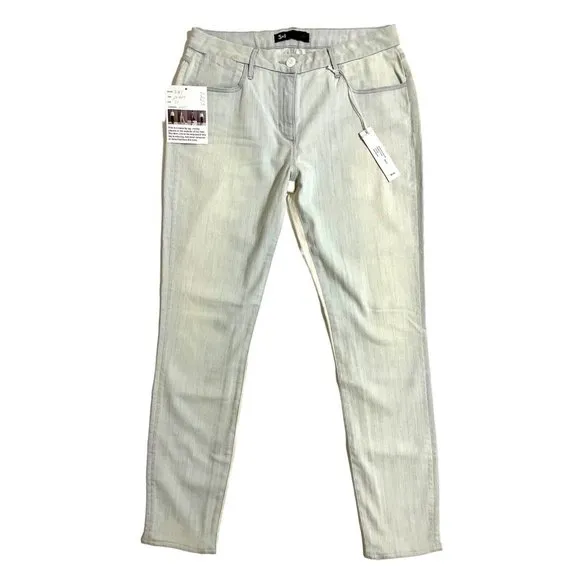 3X1 Channel Seam Skinny Jeans White Seam Bleach Blue Sz 31
          
      Boutique