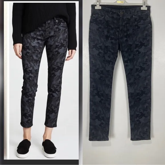 6397 Mini Skinny Jeans in Black Camo Print Size 29