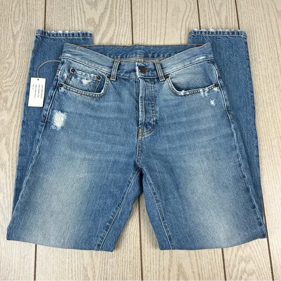 6397 Weekend Distressed High Waist Jeans 25 Faded Blue $325 NP164 Made in Italy