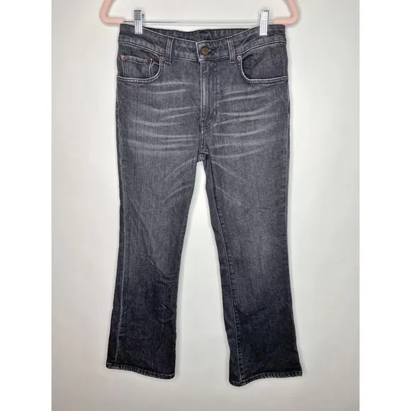 6397 Jeans Mini Kick Gray Charcoal Denim High Rise Straight Leg Italy Size 27
