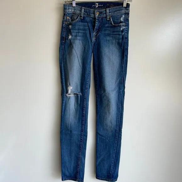 7 For All Mankind The Slim Cigarette Distressed Jeans Size 24