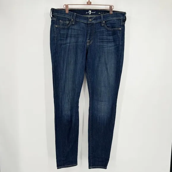 7FAMK 7 For All Mankind Dark Blue Skinny Jeans Size 32