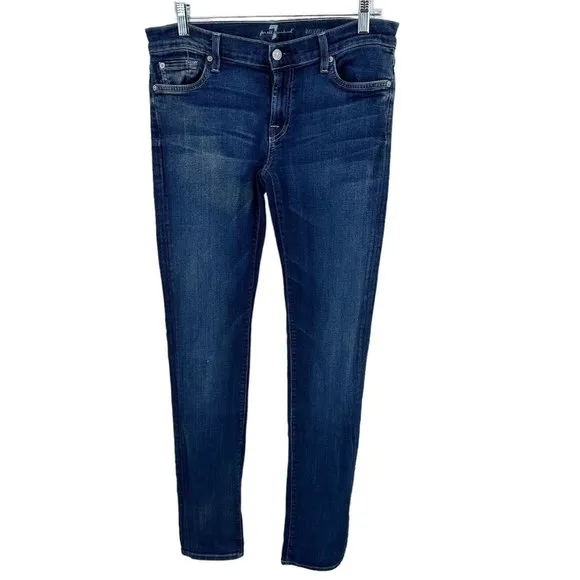 7 For All Mankind Roxanne Low Rise Embroidered Denim Jeans Women Sz 30 Casual