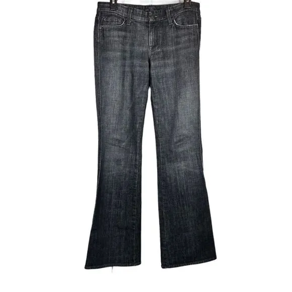 7FAM Classic A Pockets Jeans with Crystals in Distressed Black Sz. 29