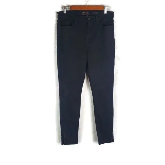 7 For All Mankind 7FAM JEN7 Embellished Ankle Black Skinny Jeans Women's Size 8