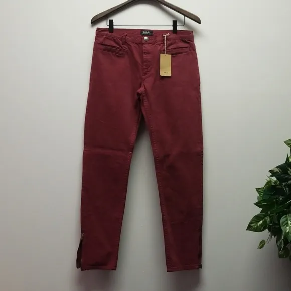 A.P.C. Wine Ankle Zip Biker Jean Pants size 28
          
      NWT