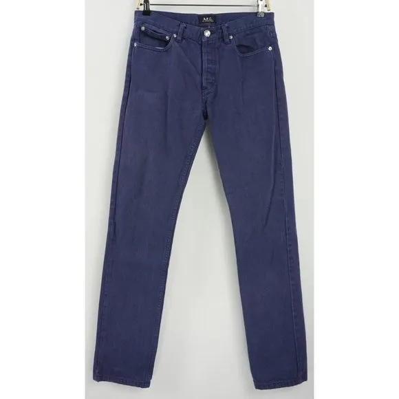 A.P.C. Madame Paris Women's 29 x 32 Purple Denim Straight Leg Button Fly Jeans