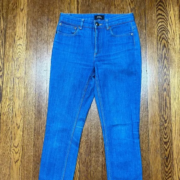 A.P.C. Blue Mid Rise Straight Leg Light Wash Denim Jeans   Women's Size 26