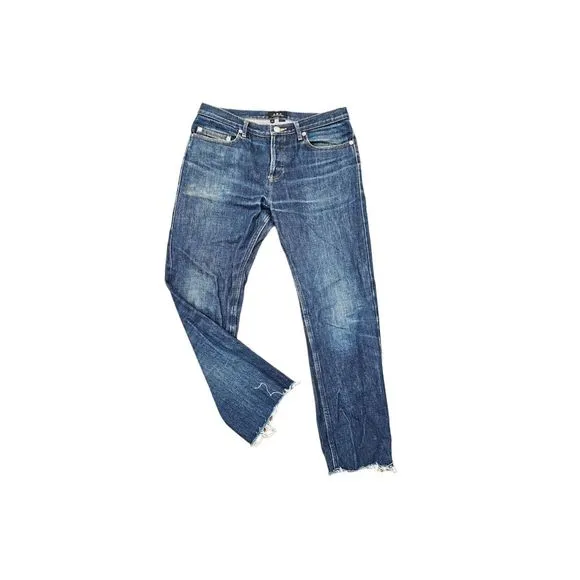 A.P.C. Womens Size 29  Cure F Straight Leg Ankle Crop Raw Hem Jeans